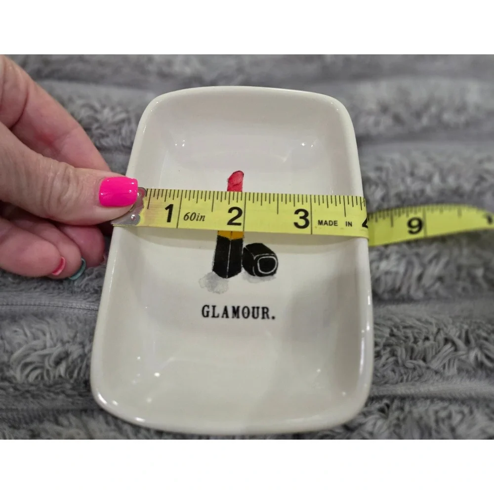 Rae Dunn Glamour Lipstick Ceramic Trinket Dish Jewelry Tray Magenta Artisan
